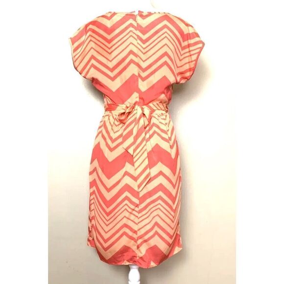 Outback Red ~ Orange Chevron Stripe Blouson Dress At / Above Knee Women Size 4 - Picture 2 of 3